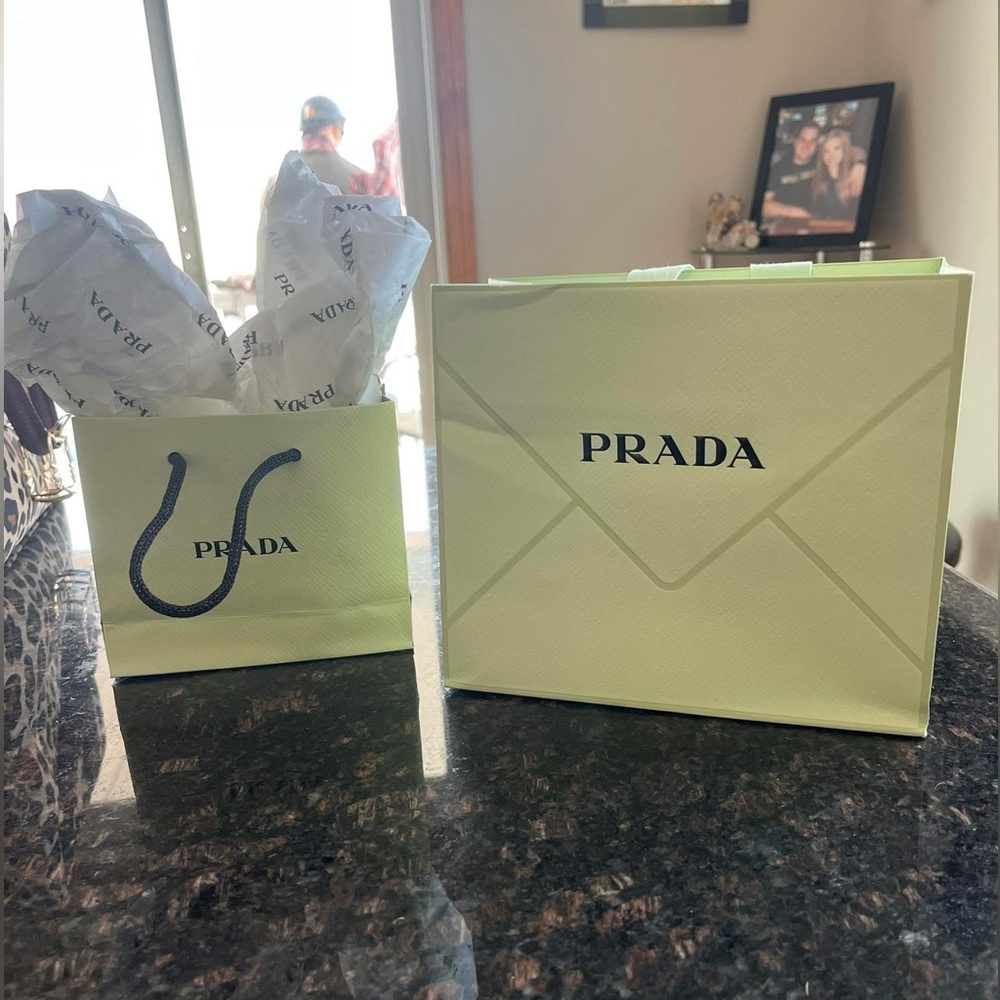Prada gift bags, mint green with Prada tissue paper